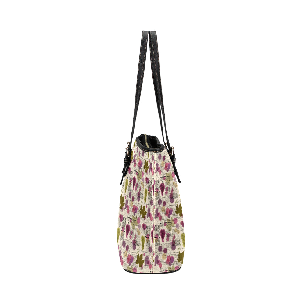 Wine Style Design Print Leather Tote Bag