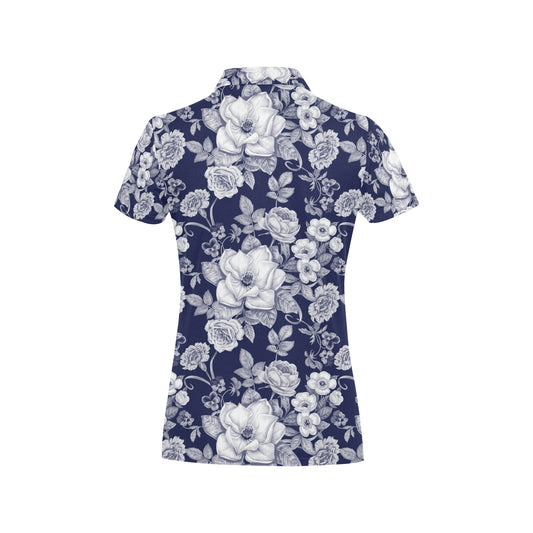 Floral Infrared Pattern Women's Polo Shirt