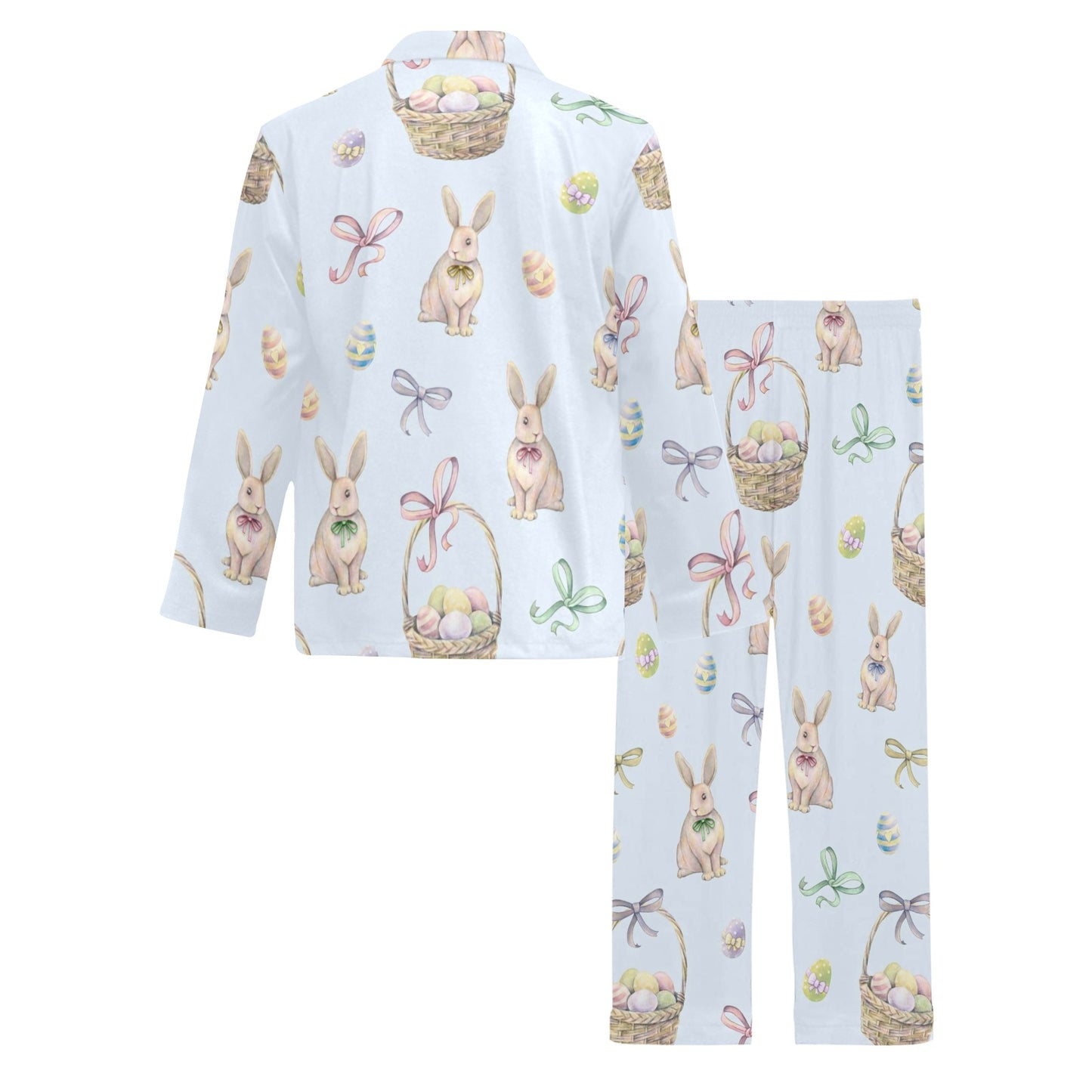 Rabbit Easter Eggs Pattern Print Design 03 Men's Long Pajama Set