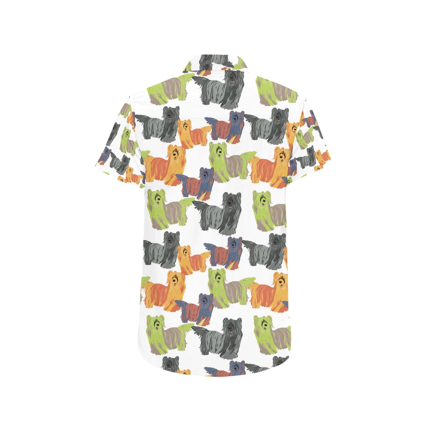 Skye Terriers Print Design LKS301 Men Short Sleeve Button Up Shirt