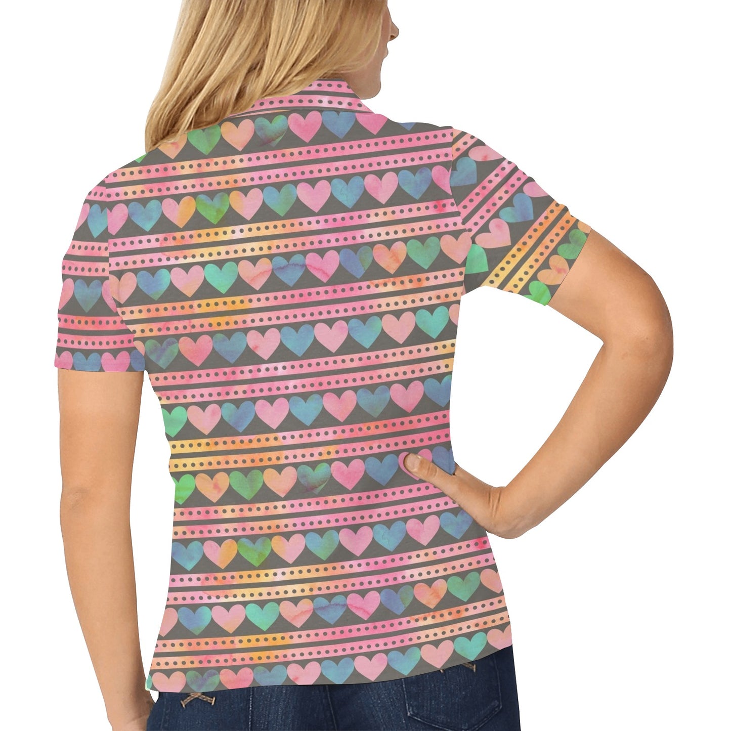 Heart Pattern Print Design HE010 Women's Polo Shirt