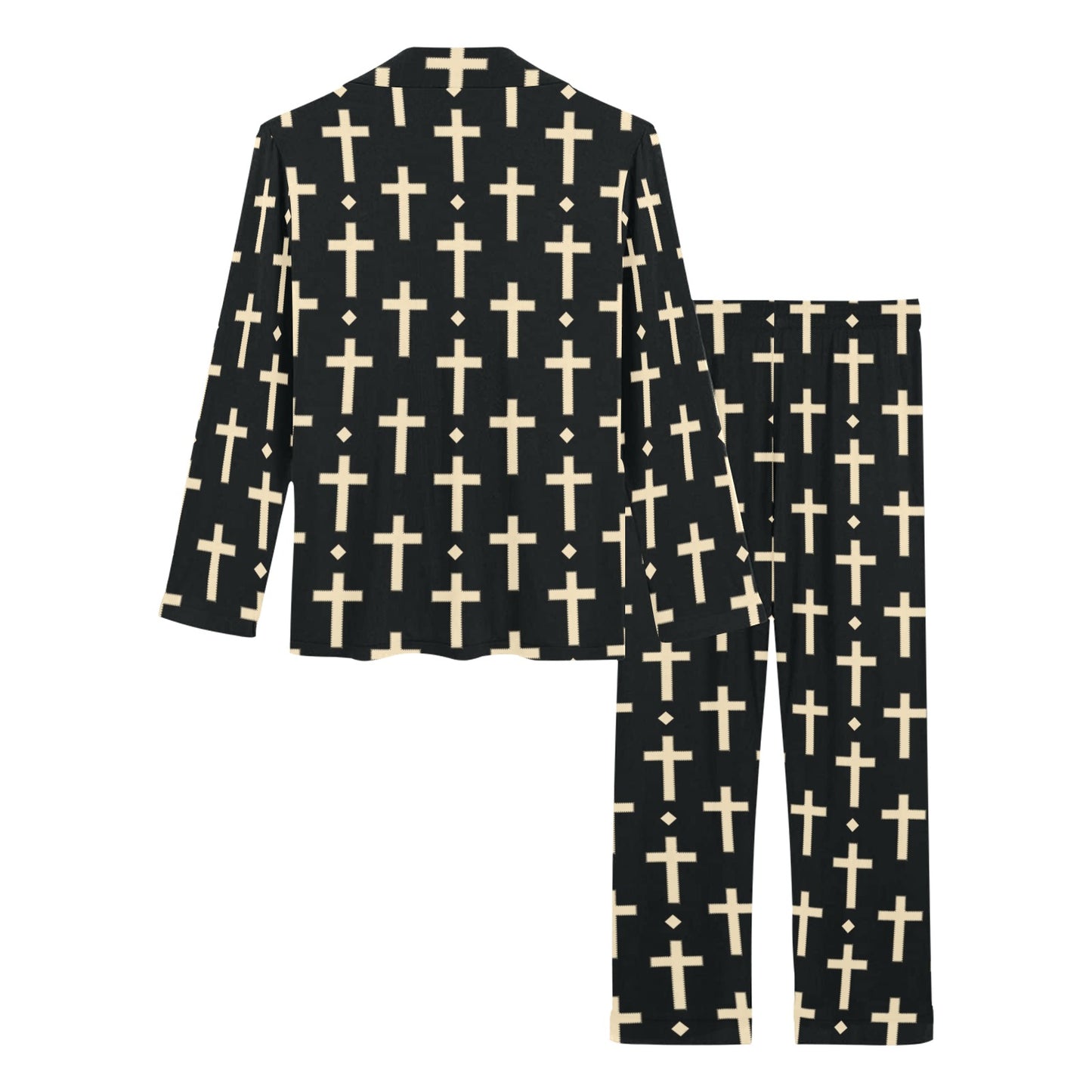 Cross Pattern Print Design 03 Women's Long Pajama Set