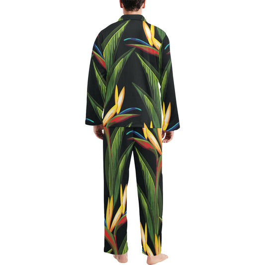 Bird Of Paradise Pattern Print Design BOP012 Men's Long Pajama Set