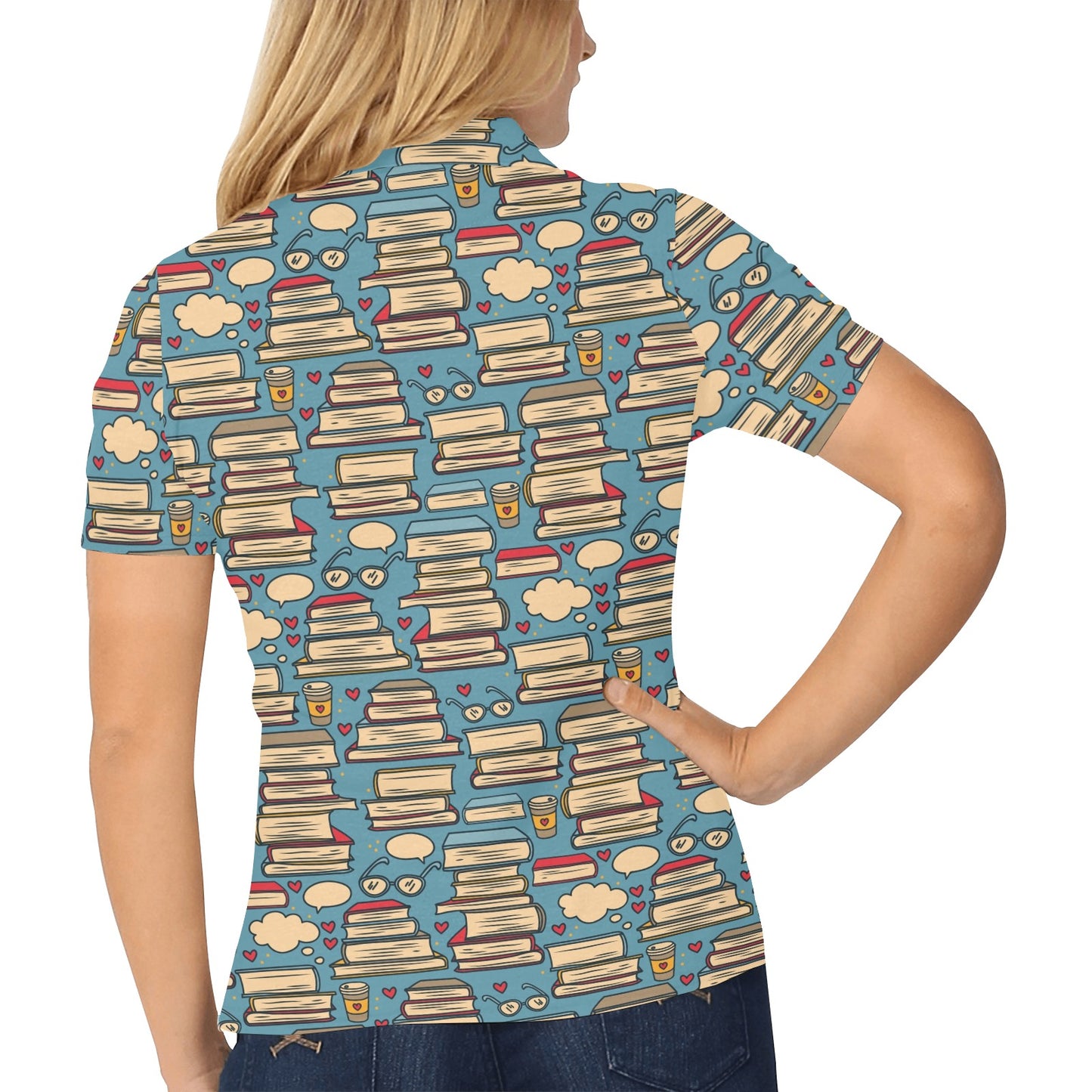 Book Pattern Print Design 03 Women's Polo Shirt