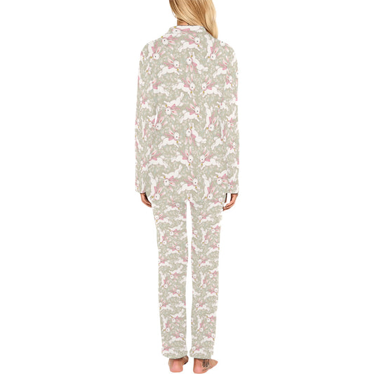 Bunny Pattern Print Design 06 Women's Long Pajama Set