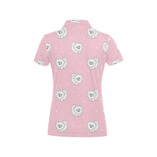 Pomeranians Pattern Print Design A02 Women's Polo Shirt