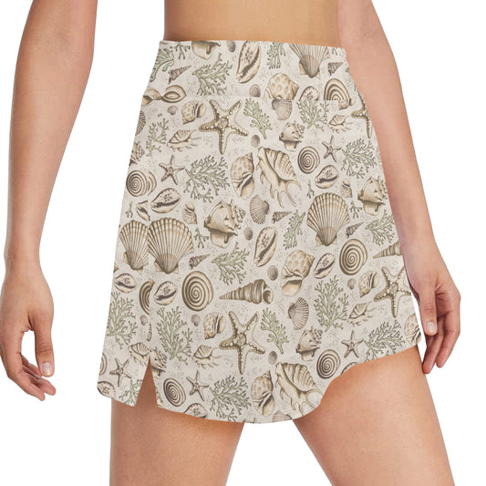 Seashell Print Design LKS304 17" Golf & Pickleball Skort with Pockets