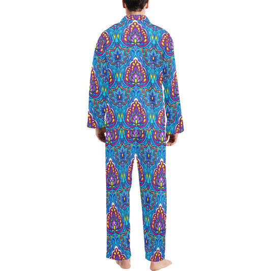 lotus Boho Pattern Print Design LO010 Men's Long Pajama Set