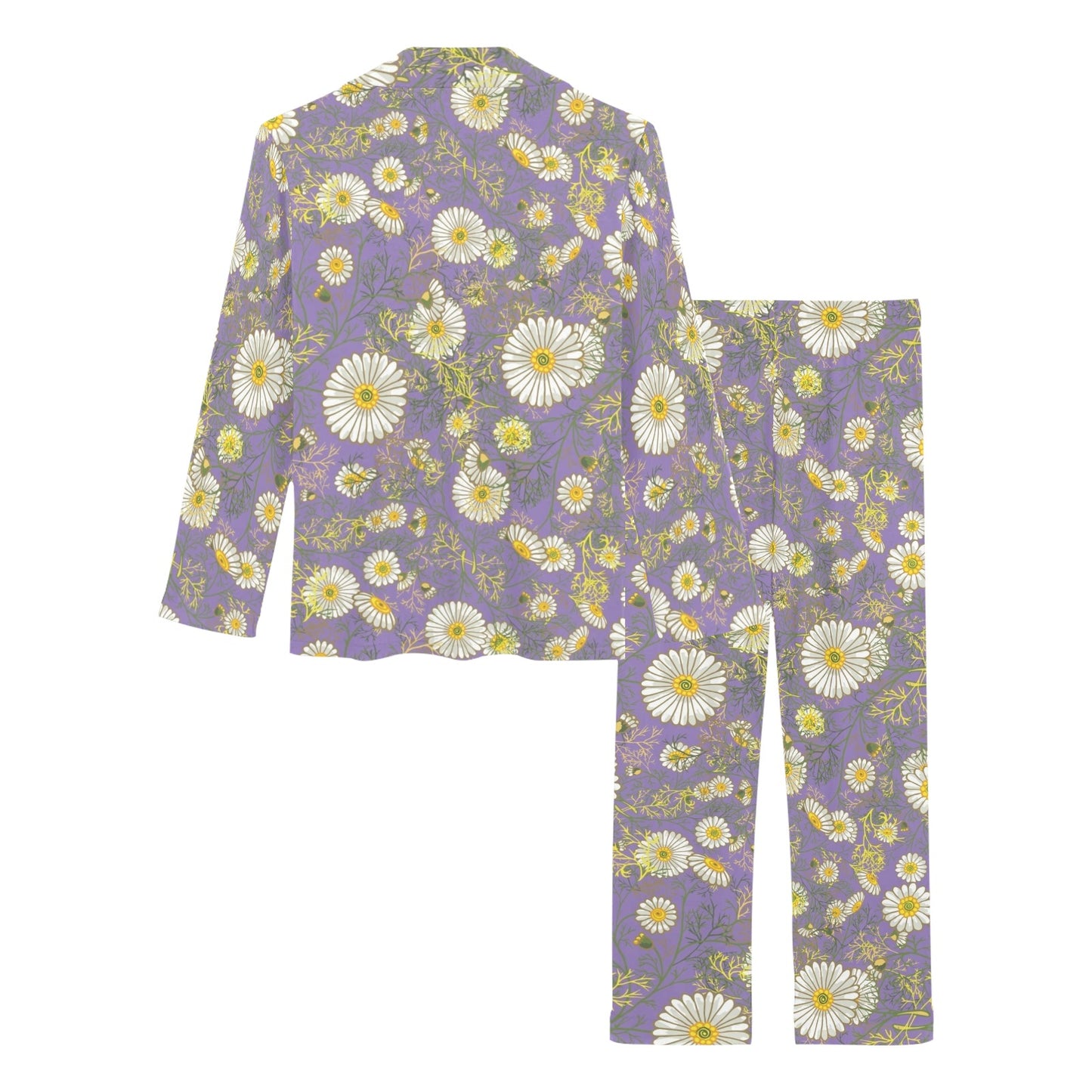 Daisy Pattern Print Design DS011 Women's Long Pajama Set