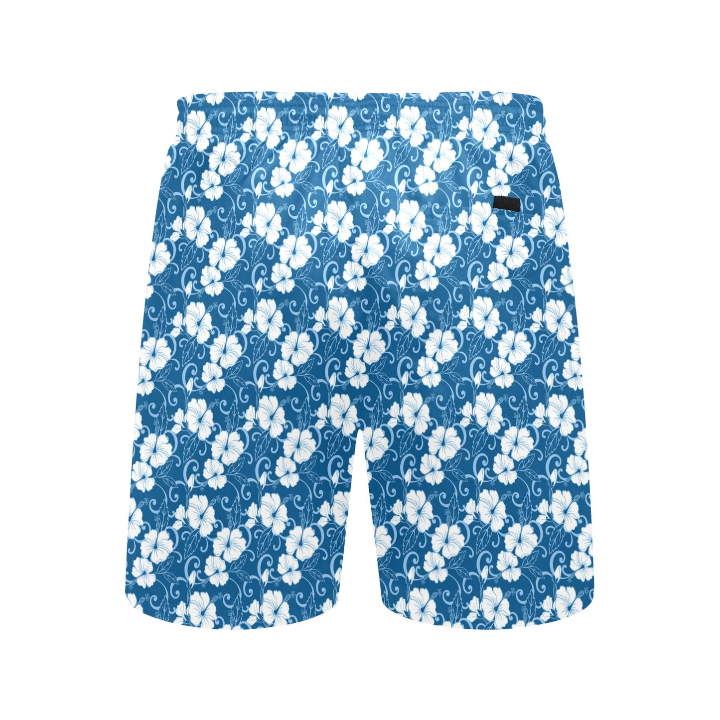 Hibiscus Blue Flower Hawaiian Print Men's Swim Trunks Beach Shorts