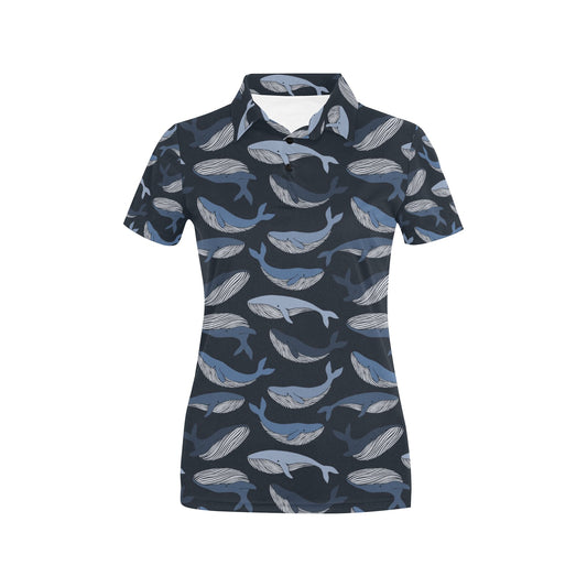 Whale Print Design LKS301 Women's Polo Shirt