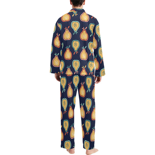 Pear Pattern Print Design PE03 Men's Long Pajama Set
