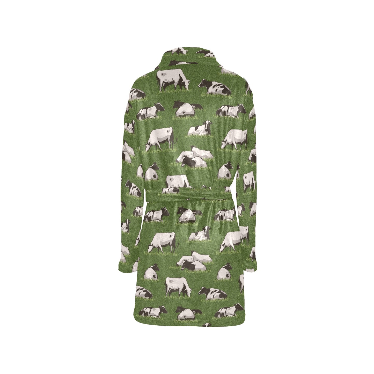 Cow on Grass Print Pattern Women's Fleece Robe