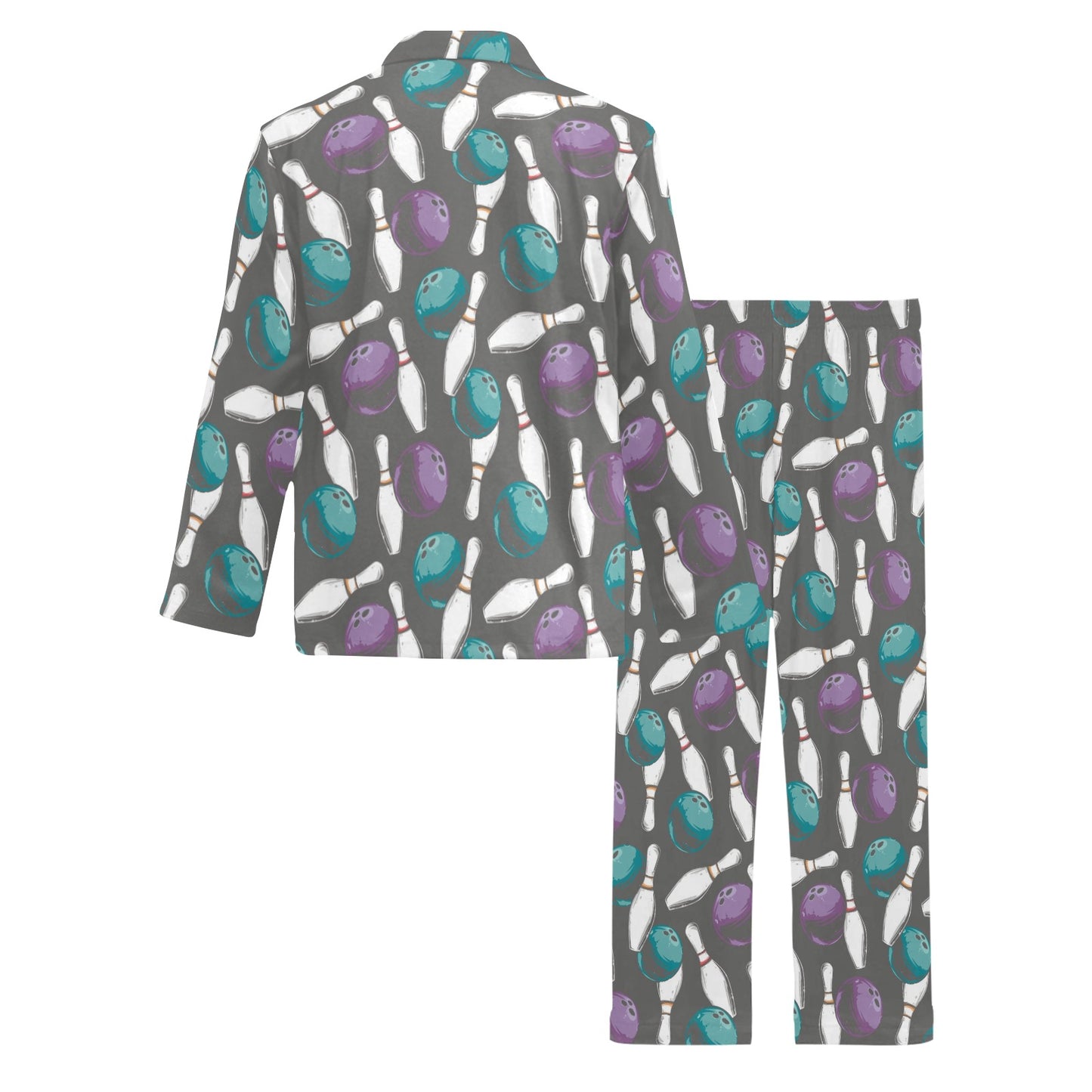 Bowling Pattern Print Design 03 Men's Long Pajama Set