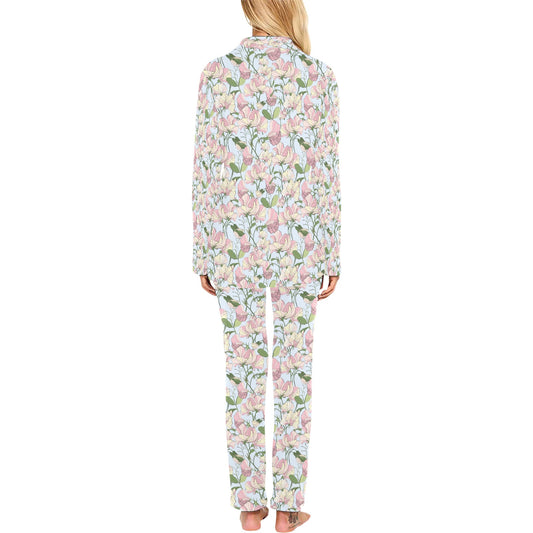 Sweet Pea Print Design LKS304 Women's Long Pajama Set