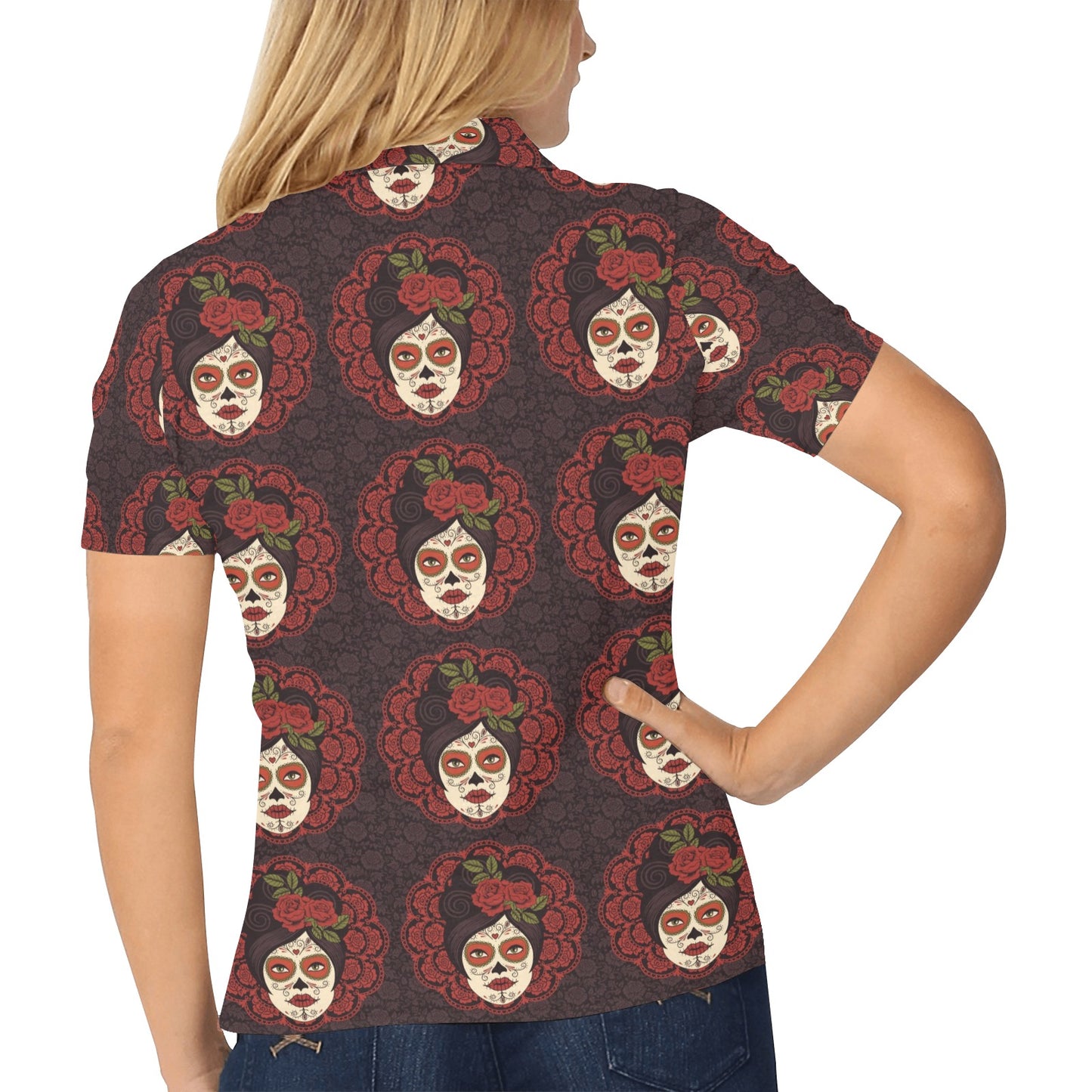 Day of the Dead Mexican Girl Women's Polo Shirt
