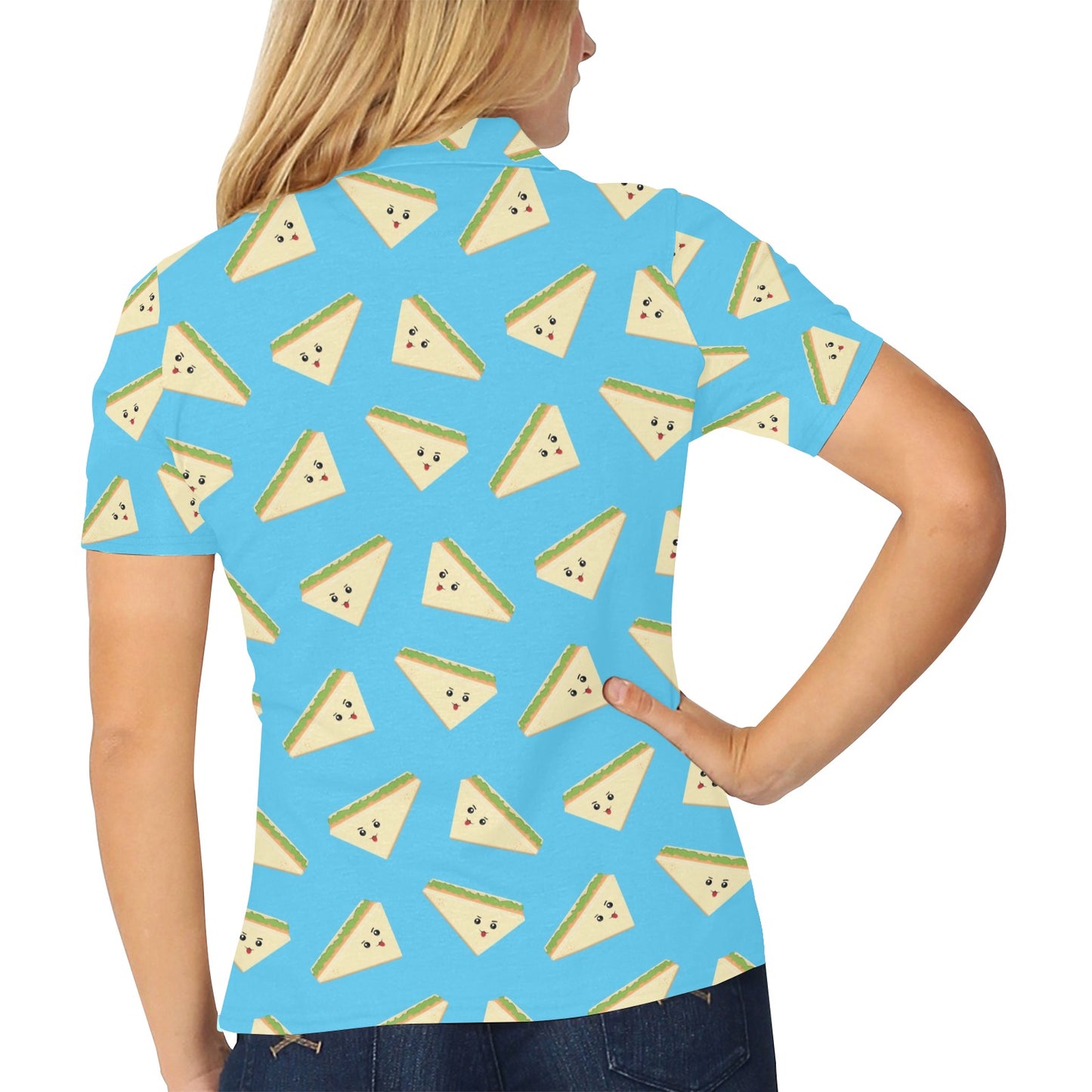 Sandwich Emoji Print Design LKS305 Women's Polo Shirt