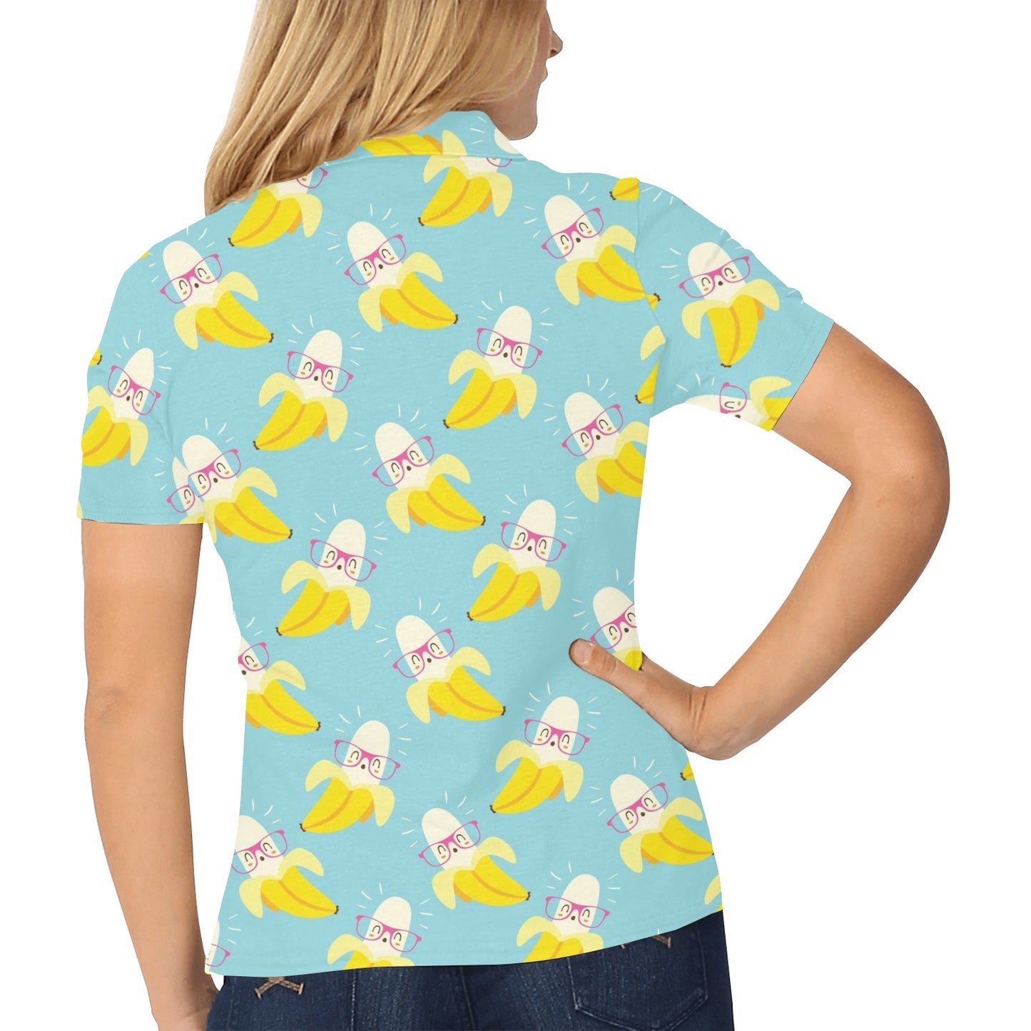 Banana Pattern Print Design BA07 Women's Polo Shirt