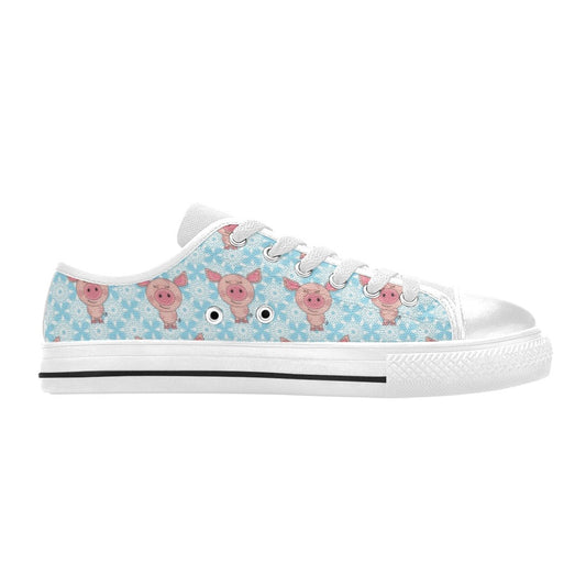Pig Print Design LKS402 Women's White Low Top Shoes