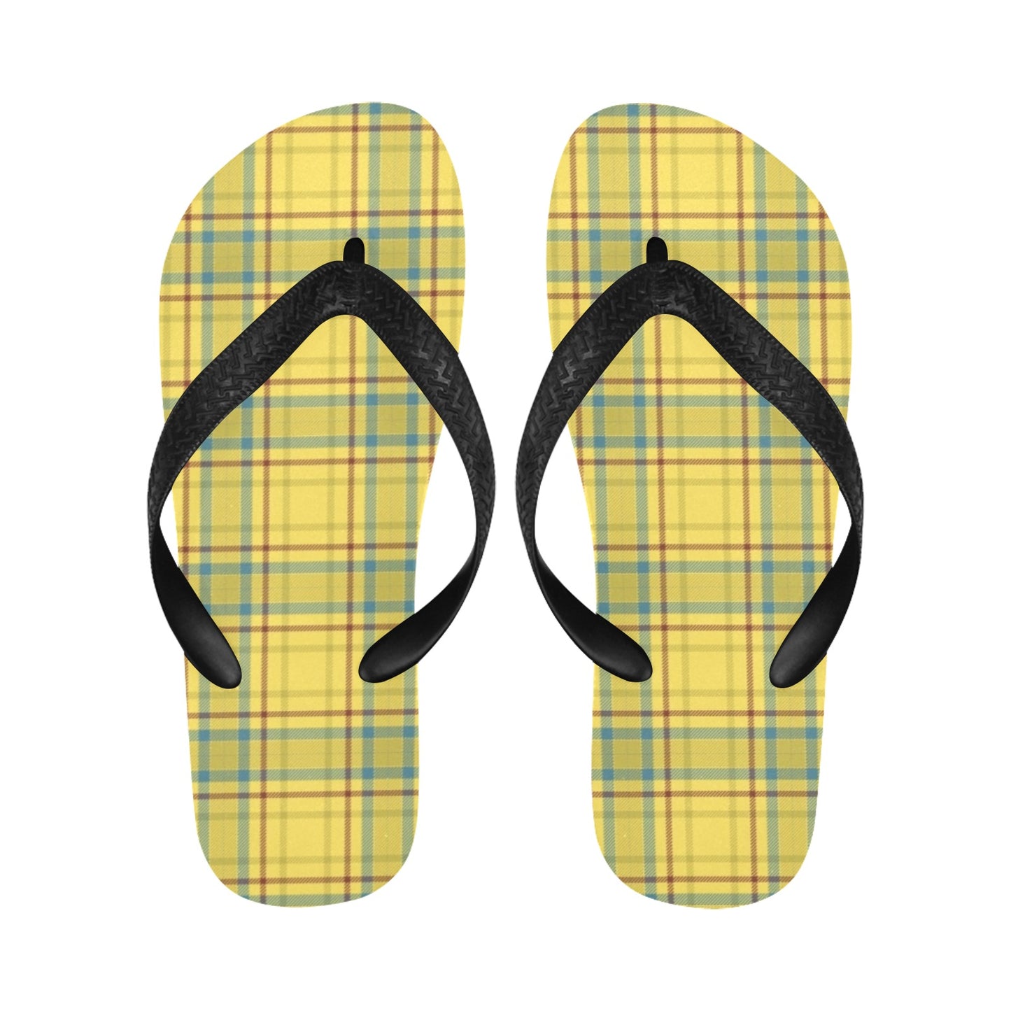 Tartan Yellow Print Design LKS301 Flip Flops