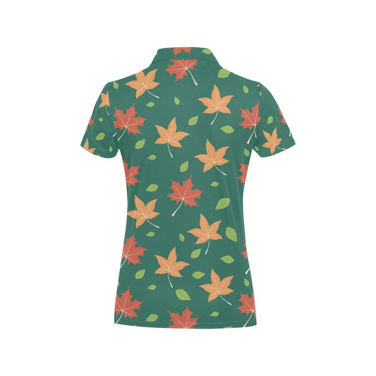 Maple Leaf Pattern Print Design 04 Women's Polo Shirt