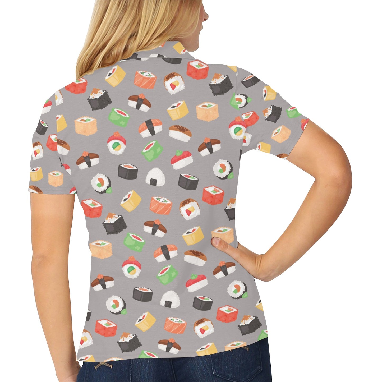 Sushi Print Design LKS307 Women's Polo Shirt