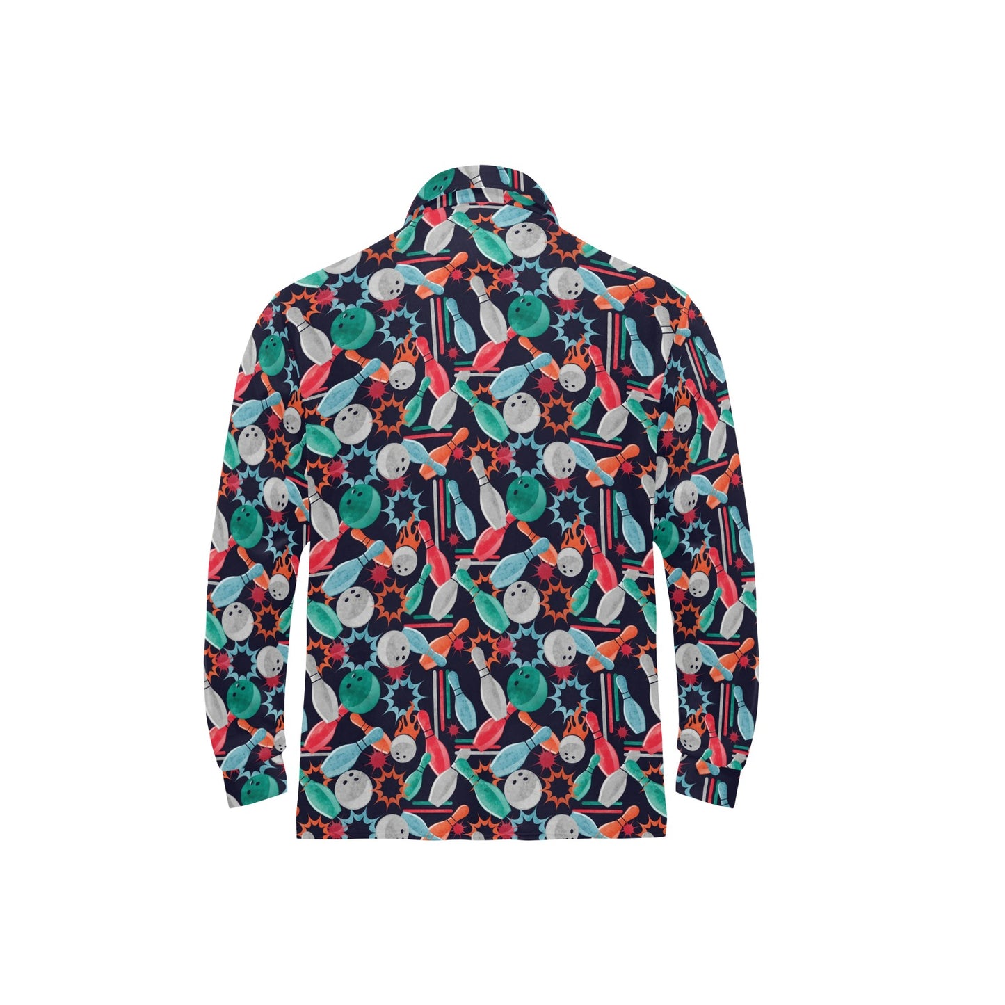 Bowling Pattern Print Design 08 Long Sleeve Polo Shirt For Men's