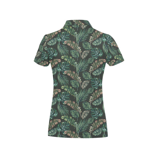 Banana Leaf Pattern Print Design 05 Women's Polo Shirt