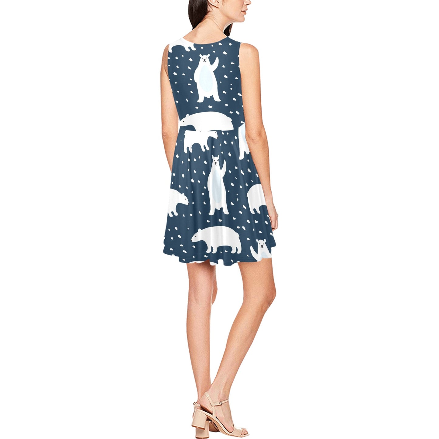 Polar Bear Pattern Print Design A02 Sleeveless Dress