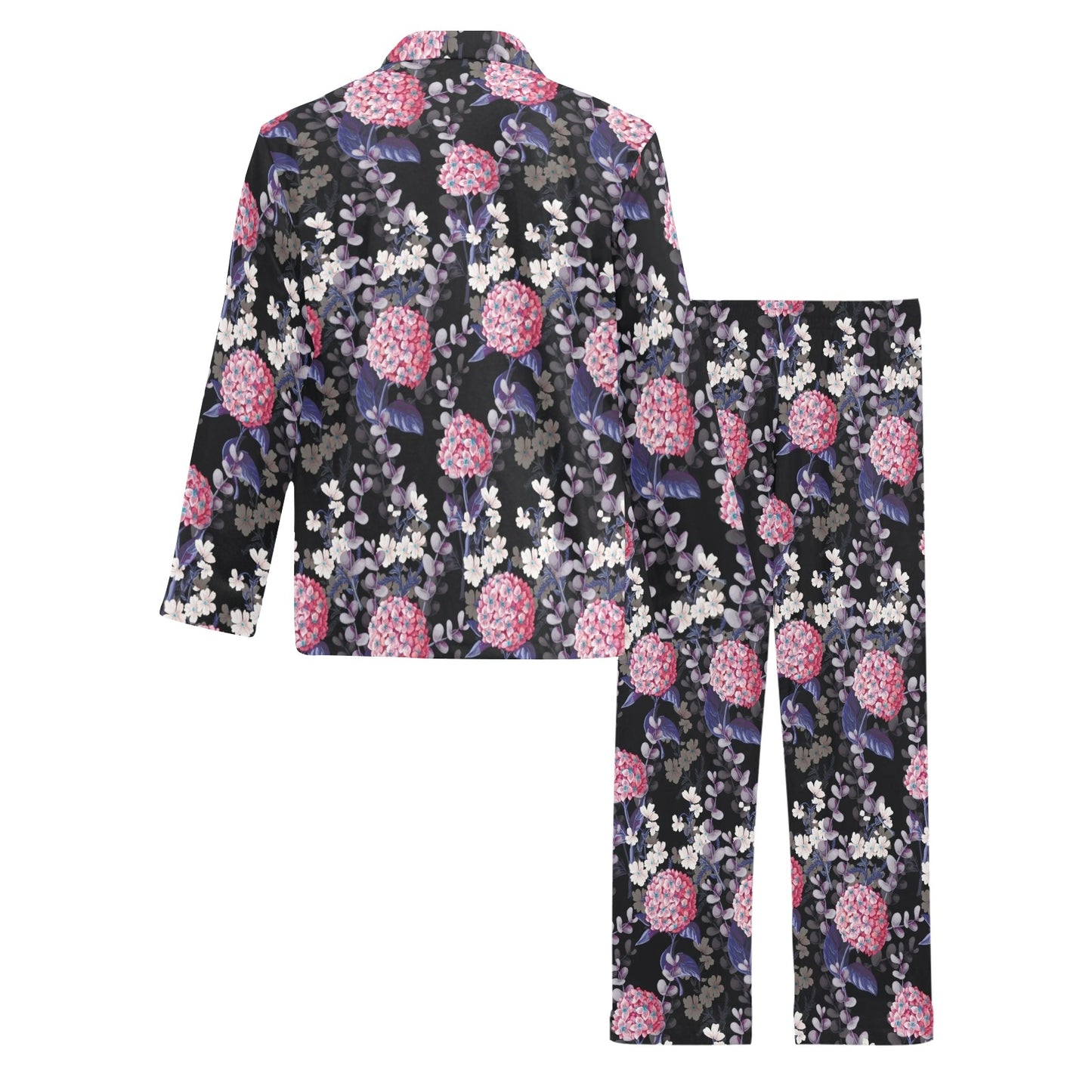 Hydrangea Pattern Print Design HD04 Men's Long Pajama Set