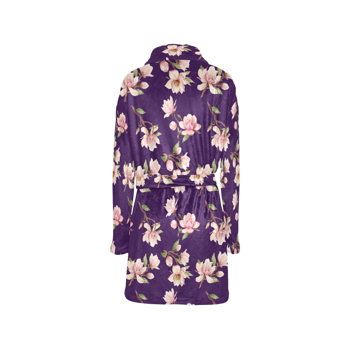 Magnolia Pattern Print Design MAG02 Women's Fleece Robe