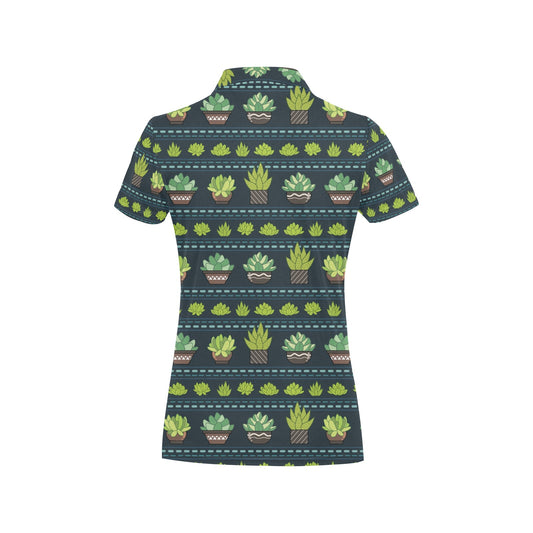 Cactus Pattern Print Design 07 Women's Polo Shirt