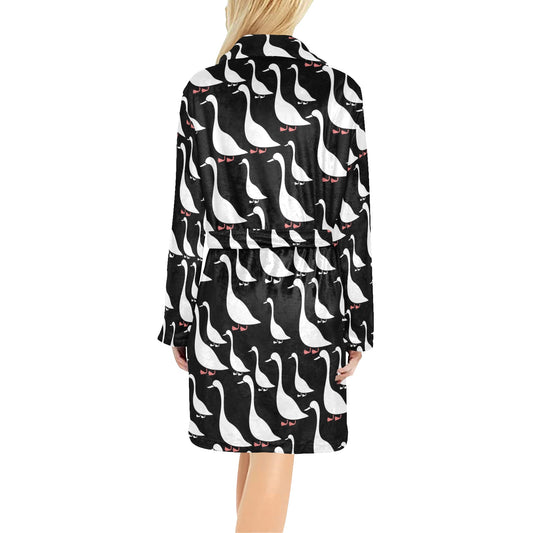 Goose Pattern Print Design 01 Women's Fleece Robe
