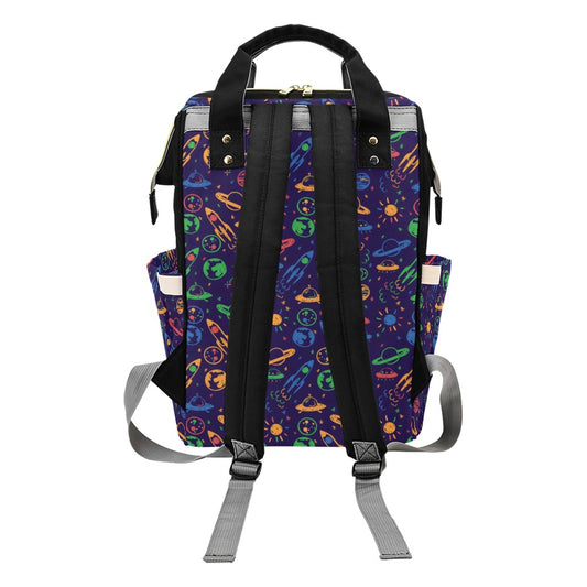 UFO Space Rocket Print Design LKS302 Diaper Bag Backpack