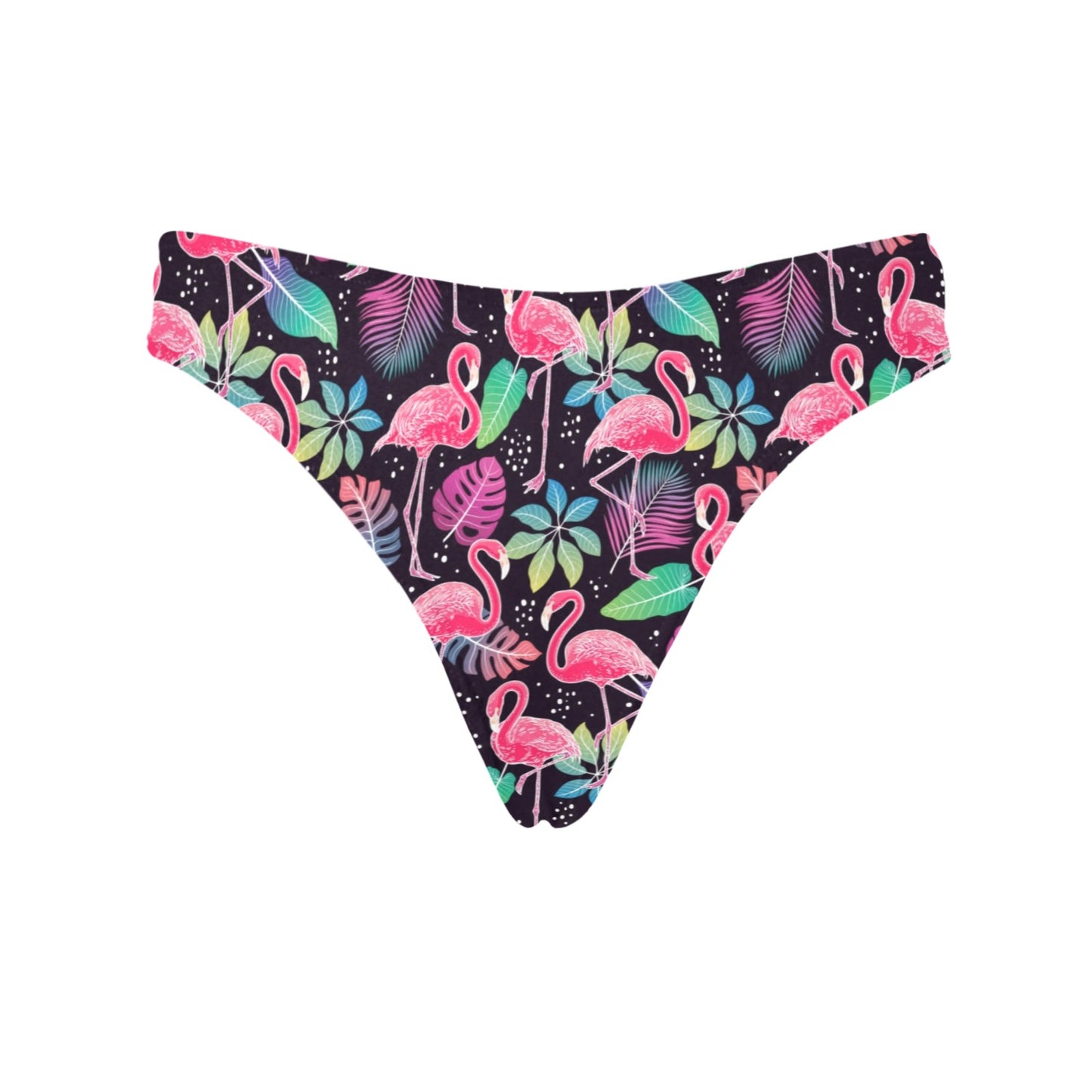 Flamingo Tropical leaves Neon Print Women's Thongs