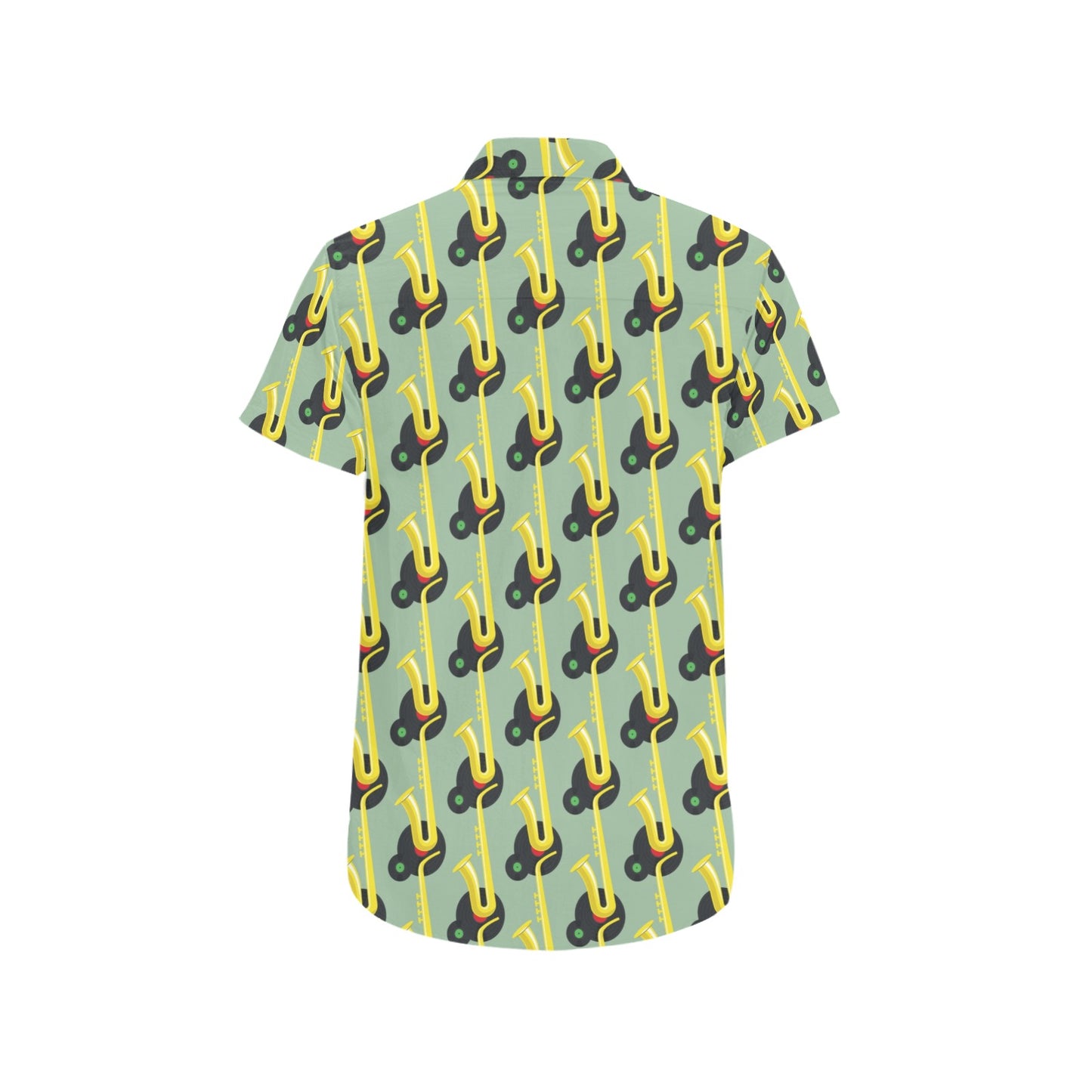 Saxophone Print Design LKS405 Men Short Sleeve Button Up Shirt
