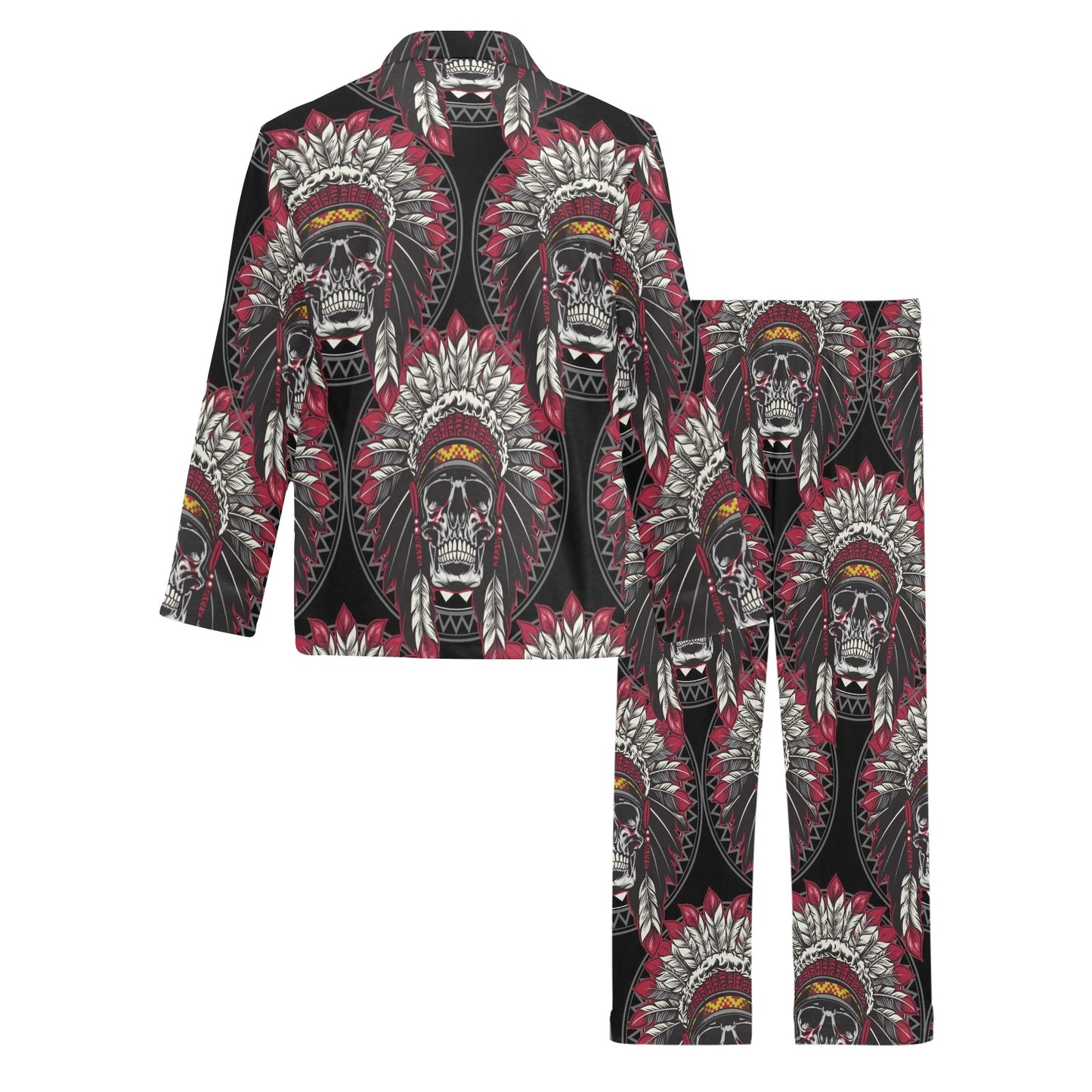 Native Indian Skull Men's Long Pajama Set