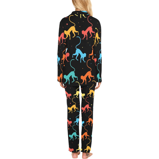 Monkey Pattern Print Design 01 Women's Long Pajama Set