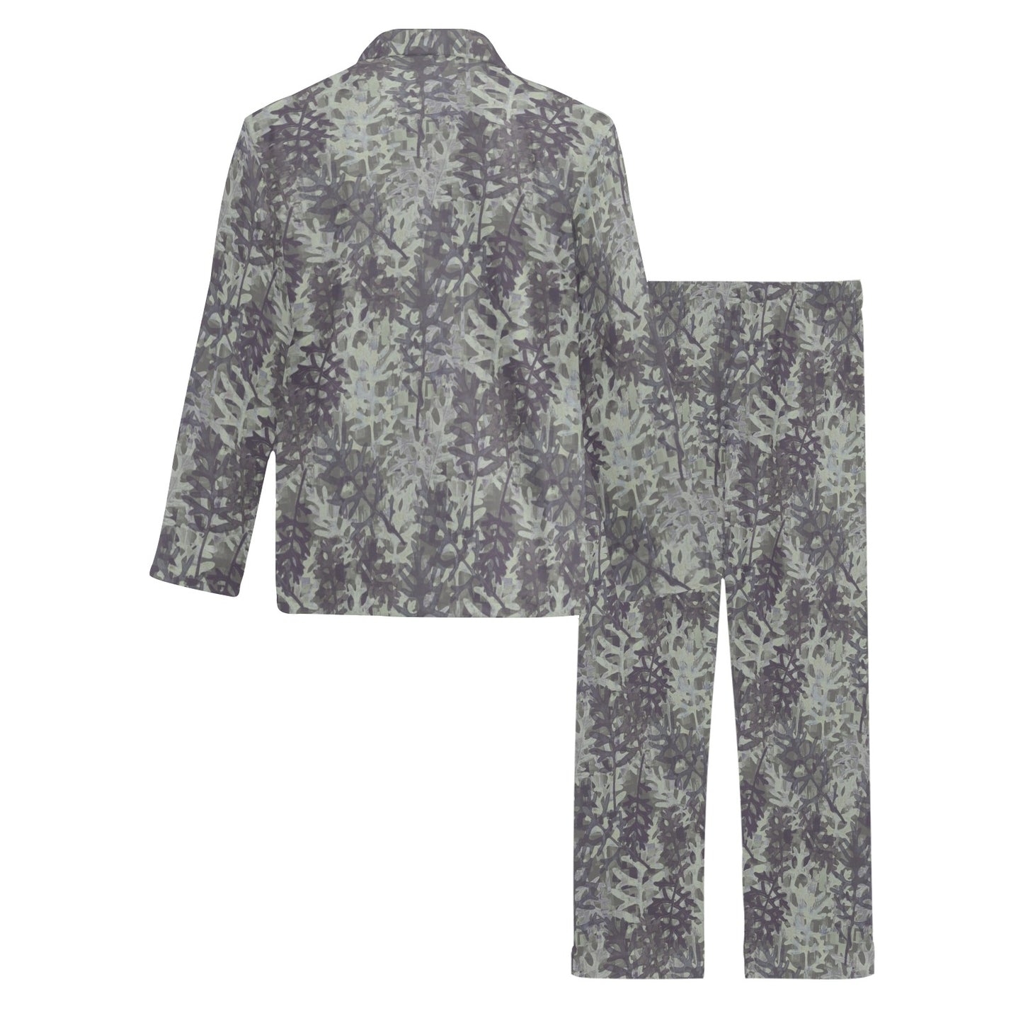 Camouflage Fern Pattern Print Design 05 Men's Long Pajama Set