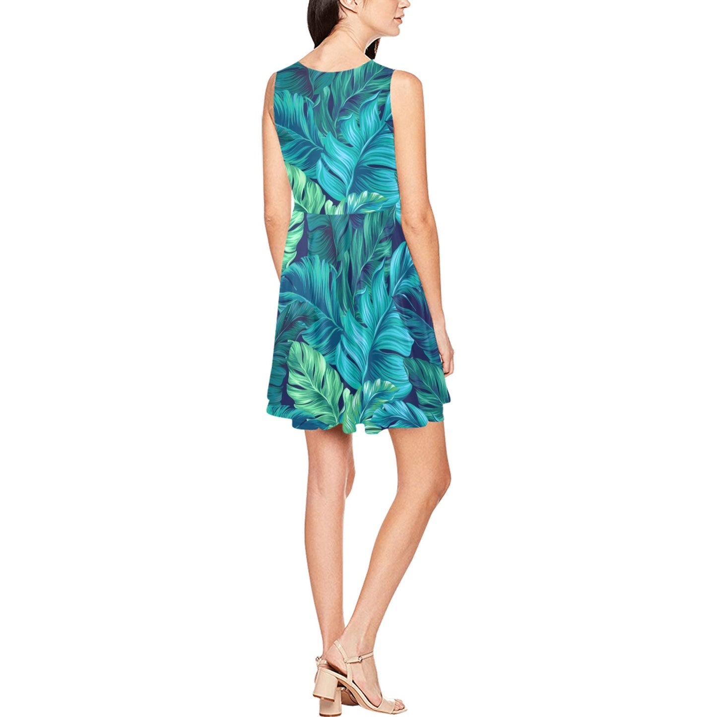 Banana Leaf Pattern Print Design BL05 Sleeveless Dress