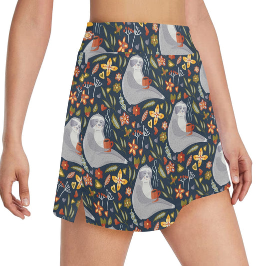 Sloth Print Design LKS303 17" Golf & Pickleball Skort with Pockets