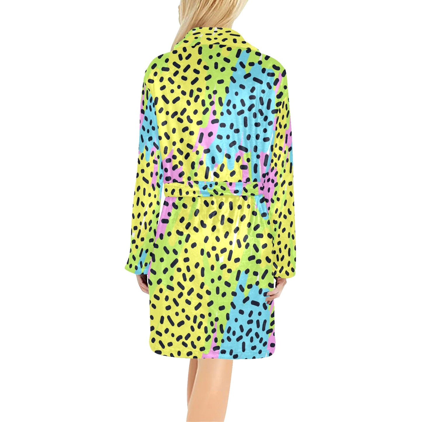 90s Pattern Print Design 2 Women's Fleece Robe