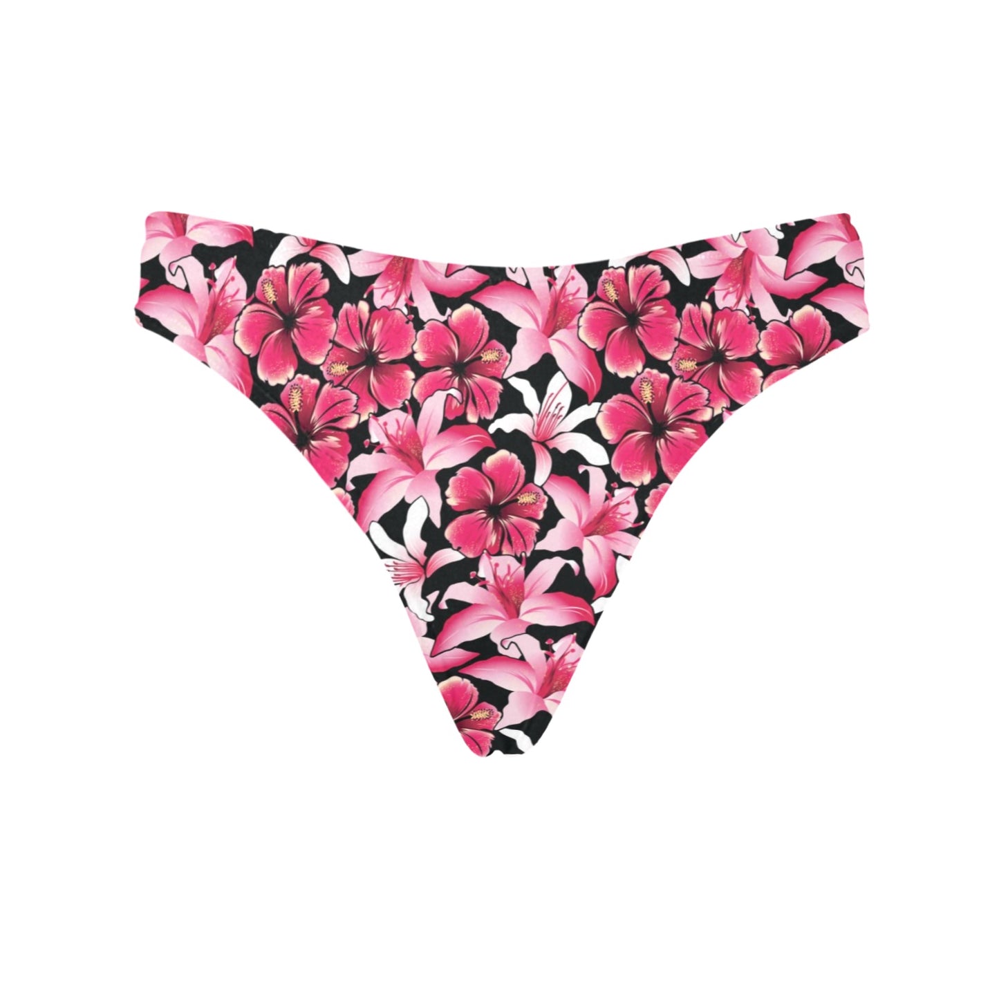 Flower Hawaiian Pink Red Hibiscus Print Women's Thongs