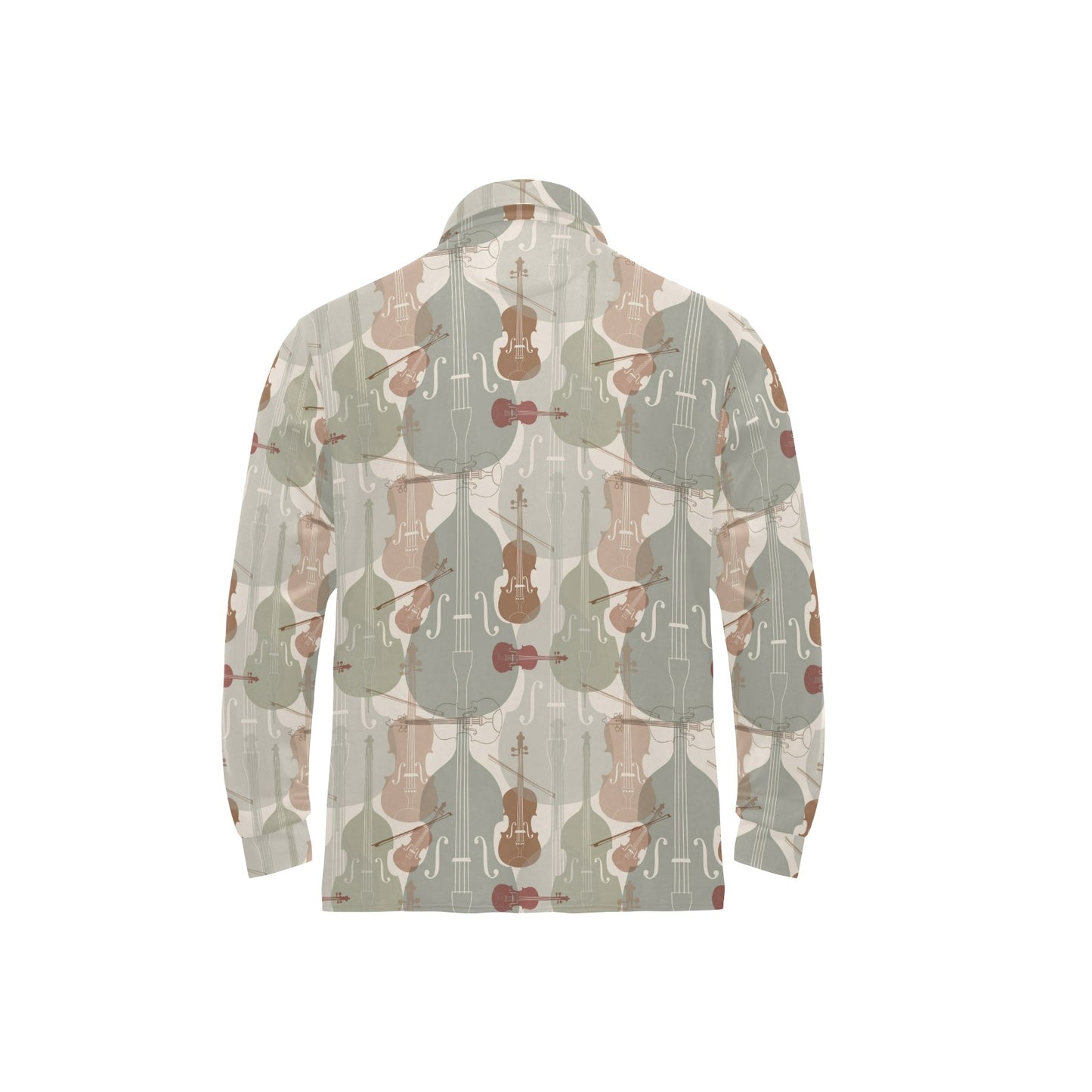 Violin Pattern Print Design 01 Long Sleeve Polo Shirt For Men's
