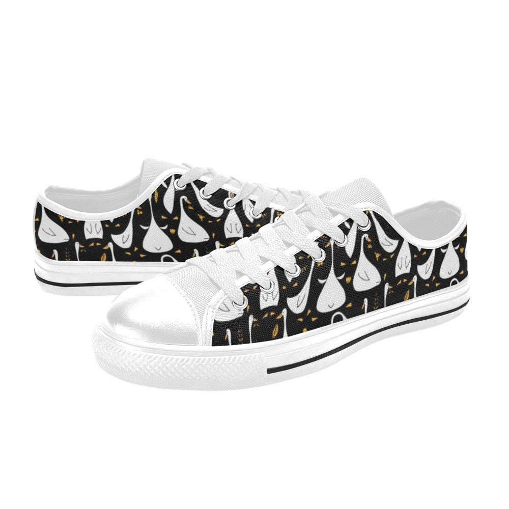 Goose Print Design LKS401 Women's White Low Top Shoes