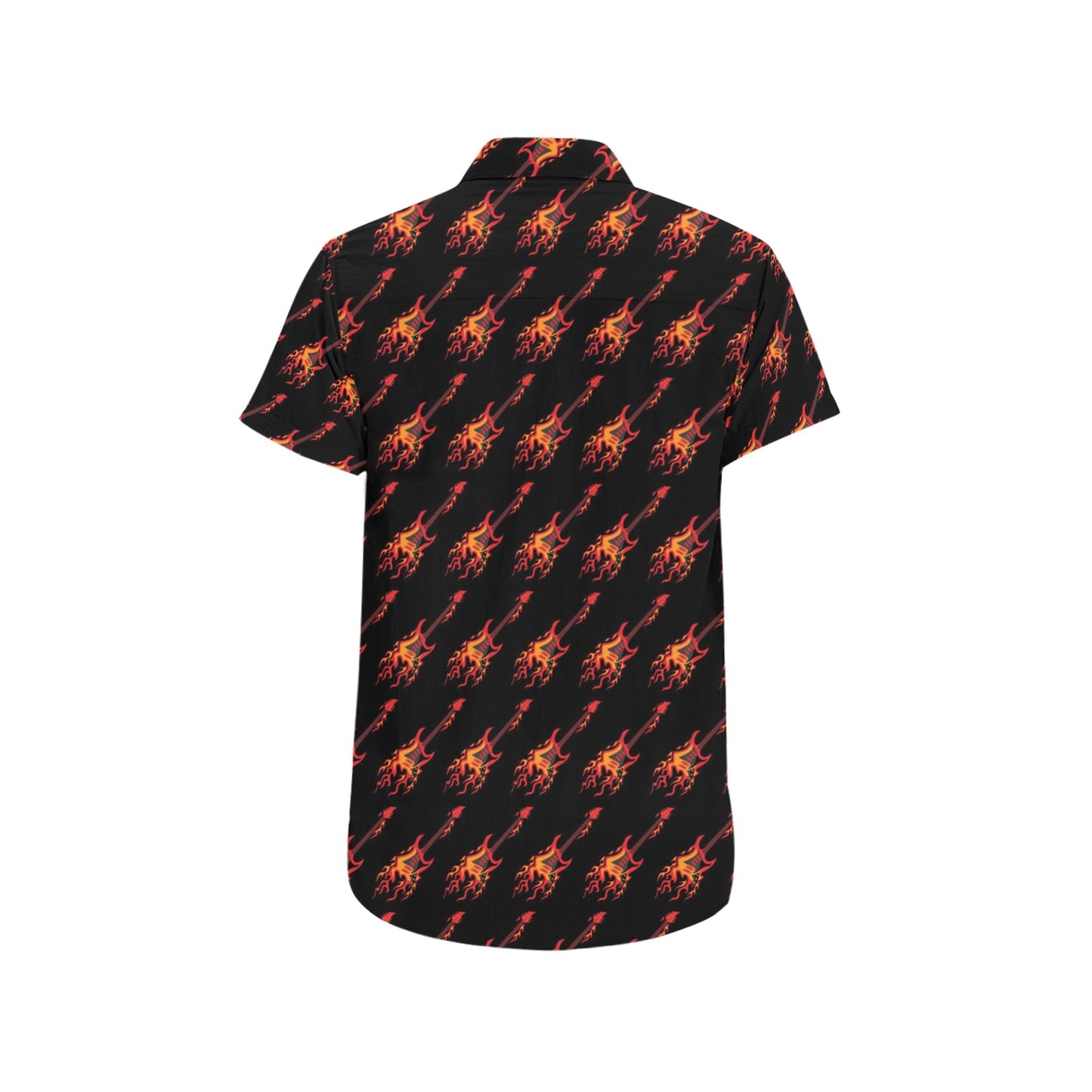 Electric Guitar Print Design LKS406 Men Short Sleeve Button Up Shirt