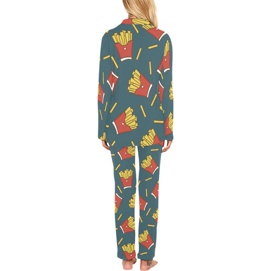 French Fried Pattern Print Design 04 Women's Long Pajama Set
