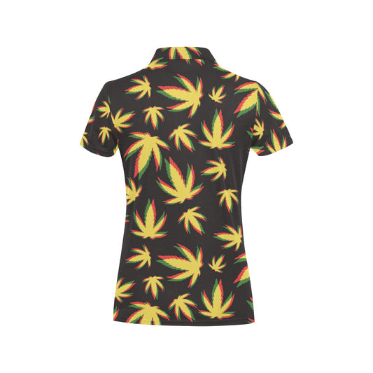 Pot Leaf Pattern Print Design A02 Women's Polo Shirt
