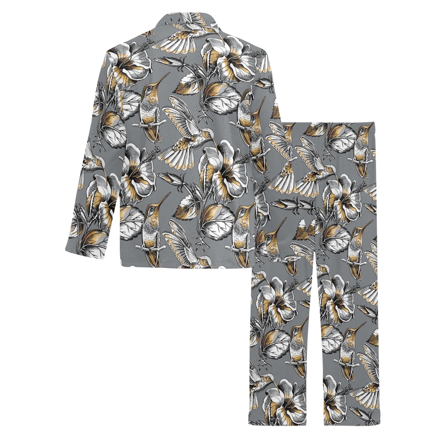 Hummingbird Pattern Print Design 02 Men's Long Pajama Set