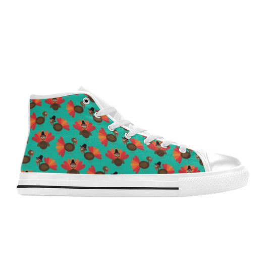 Turkey Print Design LKS402 Men's High Top Canvas Shoes